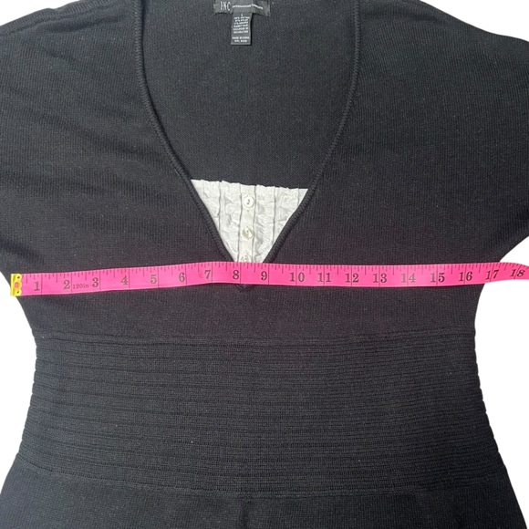 INC International Concepts Black and White Short Sleeve V-Neck Knit Dress Size L - Picture 3 of 6